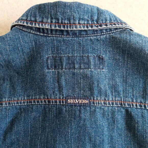 Vintage Silver made in Canada slash pocket denim jacket size large runs smaller - Picture 7 of 9